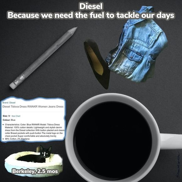 NWT $228 DIESEL | Tidova Distressed Lightweight Denim Dress in Distressed - Picture 13 of 14